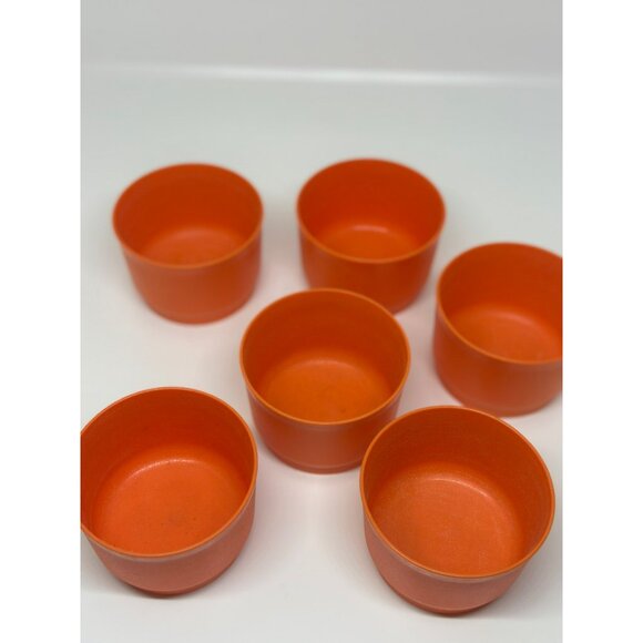 Vintage Tupperware Orange Snack Containers 2"x3" Set of 6 Bowls (No Lids) - Picture 2 of 8